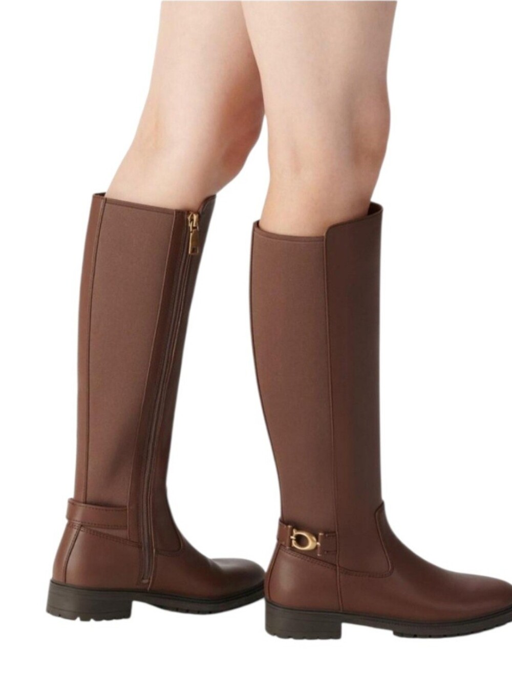 COACH Faith Brown Leather Knee High Lug Sole Riding Boots Size 9 - Picture 3 of 14